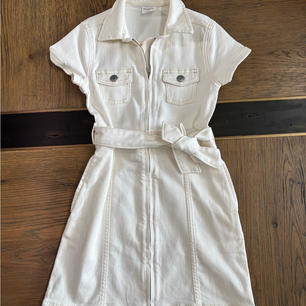 Abercrombie Kids Cream Belted Mini Dress